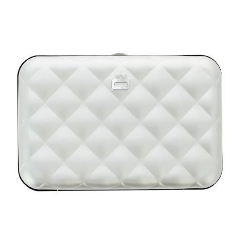 OGON PORTE CARTE QUILTED BUTTON SILVER